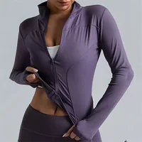 Fashion Zipper Sports Jacket Women's Long Sleeve Running Fitness Tight Top Solid Yoga Quick Drying Coat Casual Simple Clothing - Image 3