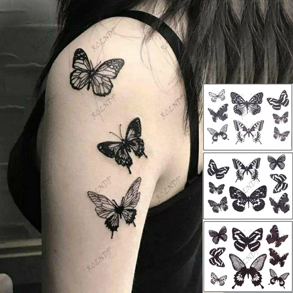 Tatouage Ephemere Femme Papillon Tatouage temporaire autocollant papillon imperméable, faux, Flash, jambes,  bras, mains, pieds, pour filles et femmes | AliExpress