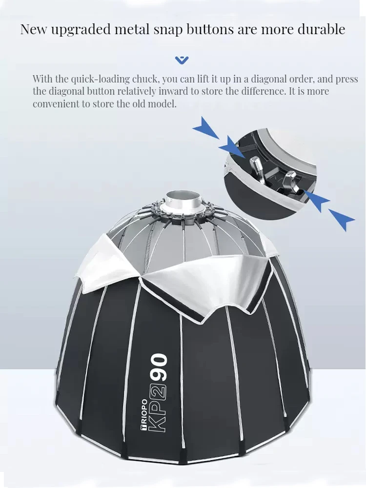 트리오포 접이식 16각형 소프트박스 60cm 70cm 90cm 120cm 딥 파라볼라 엄브렐라 (보웬스 마운트, 스튜디오 모노라이트용 디퓨저 포함)