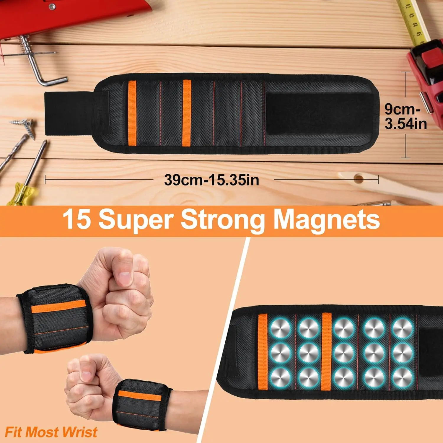 Magnetic Tool Holder Wristband with Adjustable Strap – Perfect DIY Handyman Gift