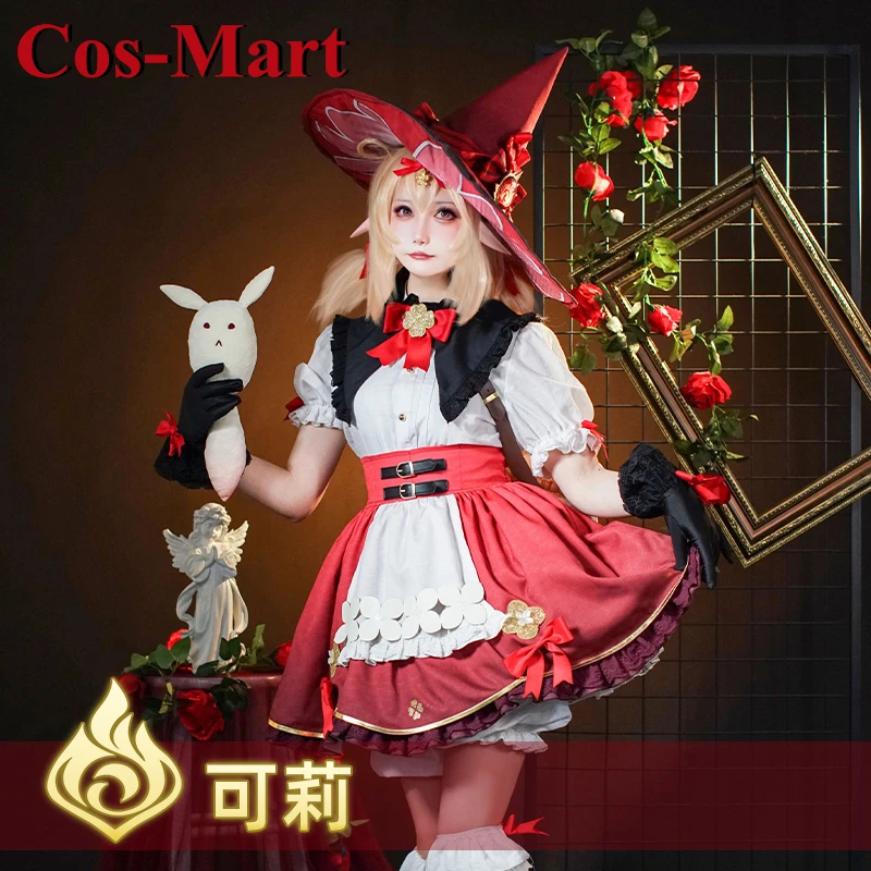 

Косплей-костюм Cos-Mart Game Genshin Impact Klee, маленькая ведьма, милое платье в стиле Лолиты, женский стиль, Новинка
