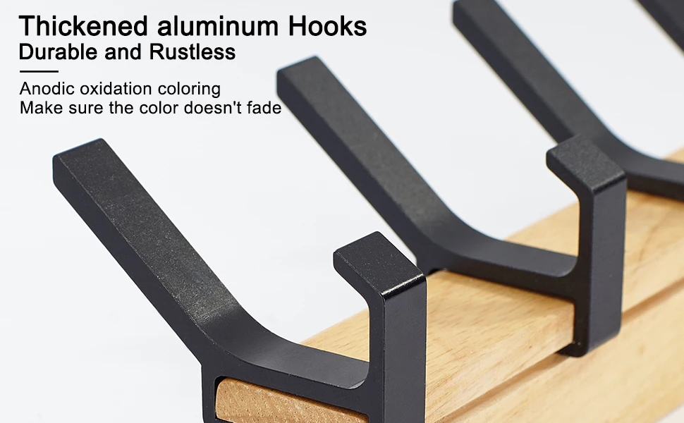 Description Picture 5 of itemMovable 5 Hooks Nordic Coat Rack Wall Mounted Aluminum Metal Clothing Rail For Hat Towel Robes Wooden Hanger Perchero Furniture