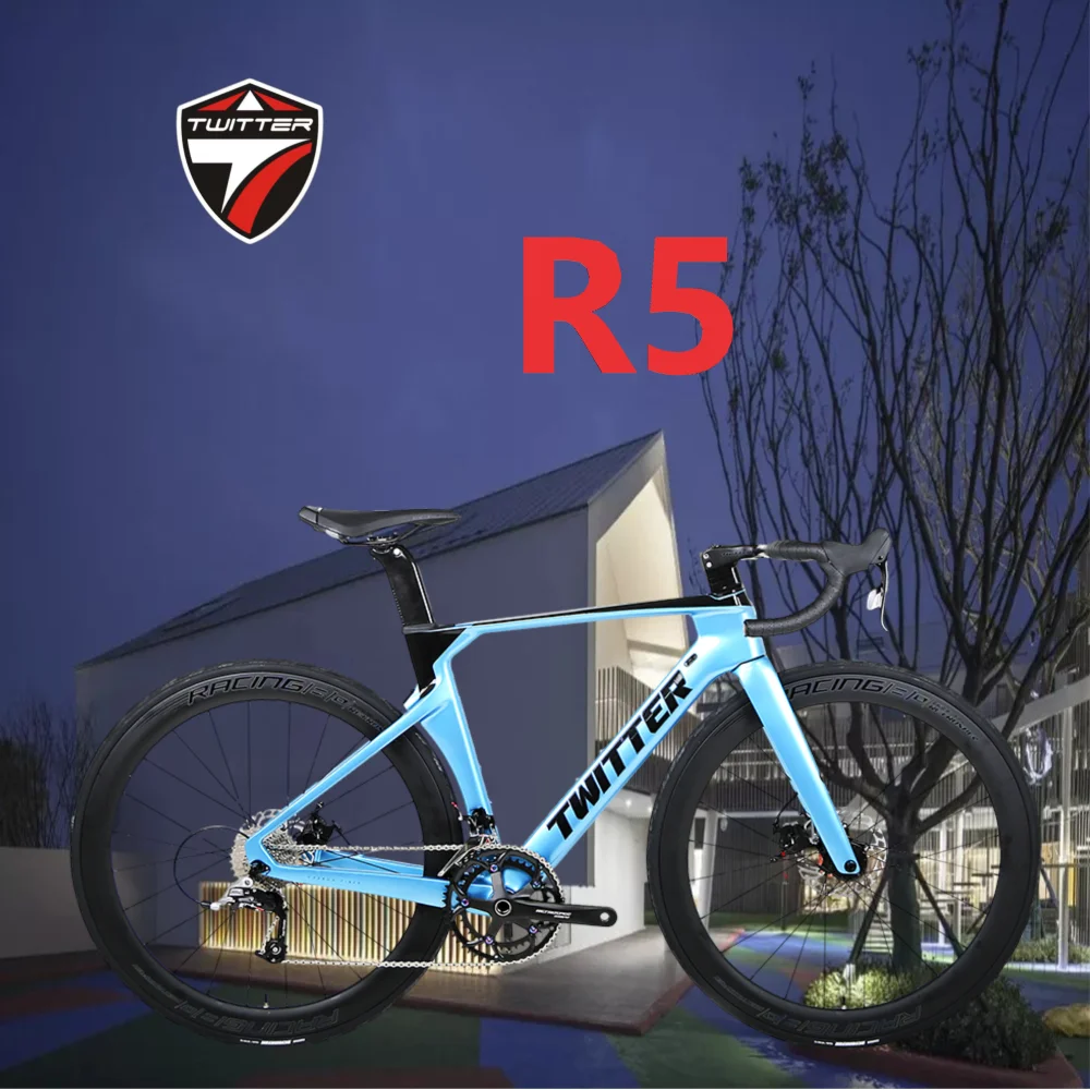

TWITTER-Carbon Fiber Road Bike Disc Brake, Holographic Color, R5 RIVAL-22S, T800Full, Integrated Carbon Handle700C