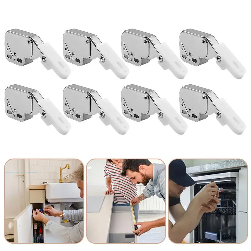 8 Pcs Elephant Trunk Lock Door Latch Cupboard Locks for inside Cabinet Push to Cold Rolled Steel Hidden Hardwares cabinet door latch