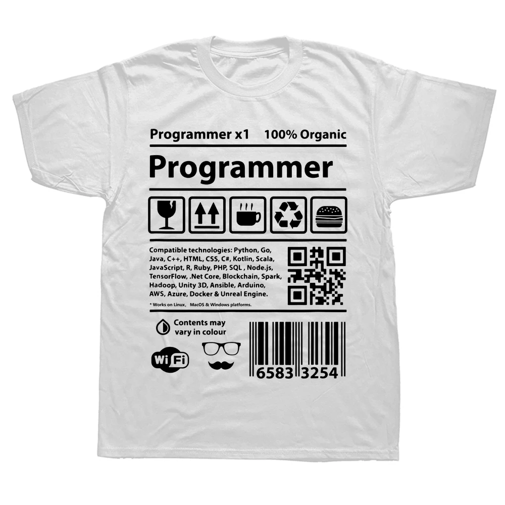 T-shirt drôle de programmeur de code-barres, de développeur de code, de programmation, d'ingénieur logiciel, de DevOps_voghion.com