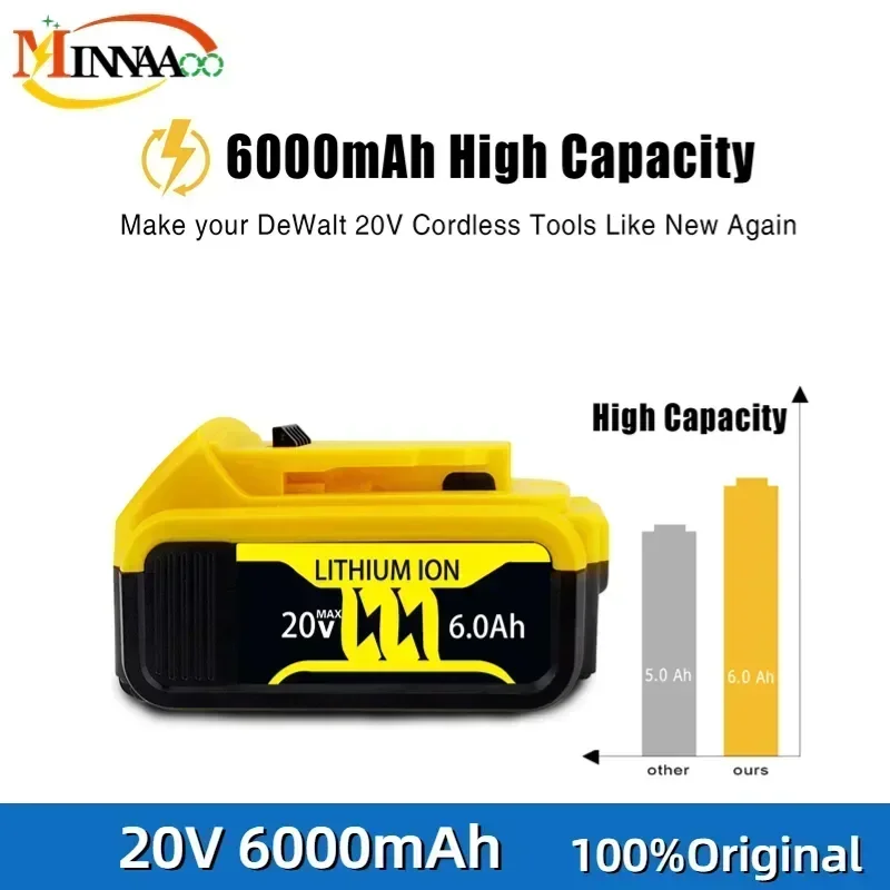 

Original DCB200 20V 8000mAh Lithium Replacement Battery For Dewalt 18V DCB184 DCB200 DCB182 DCB180 DCB181 DCB182 DCB201 DCB206