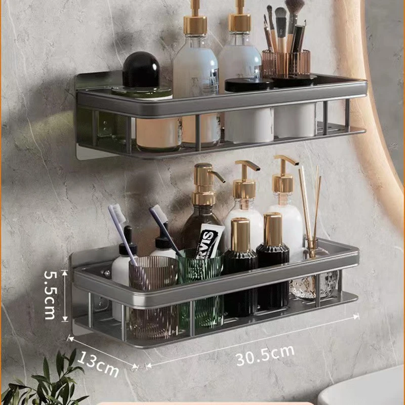 Bath Shelves No-drill Wall Mount Corner Shelf Gun Grey Shower Storage Rack  Holder for WC Shampoo Organizer Bathroom Accessories - AliExpress