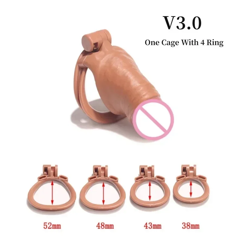 New Analogue Penis Male Chastity Cage Anti Dislocation Penis Ring Gay Bondage Abstinence Control Cock Cage Adult Erotic Men Toys