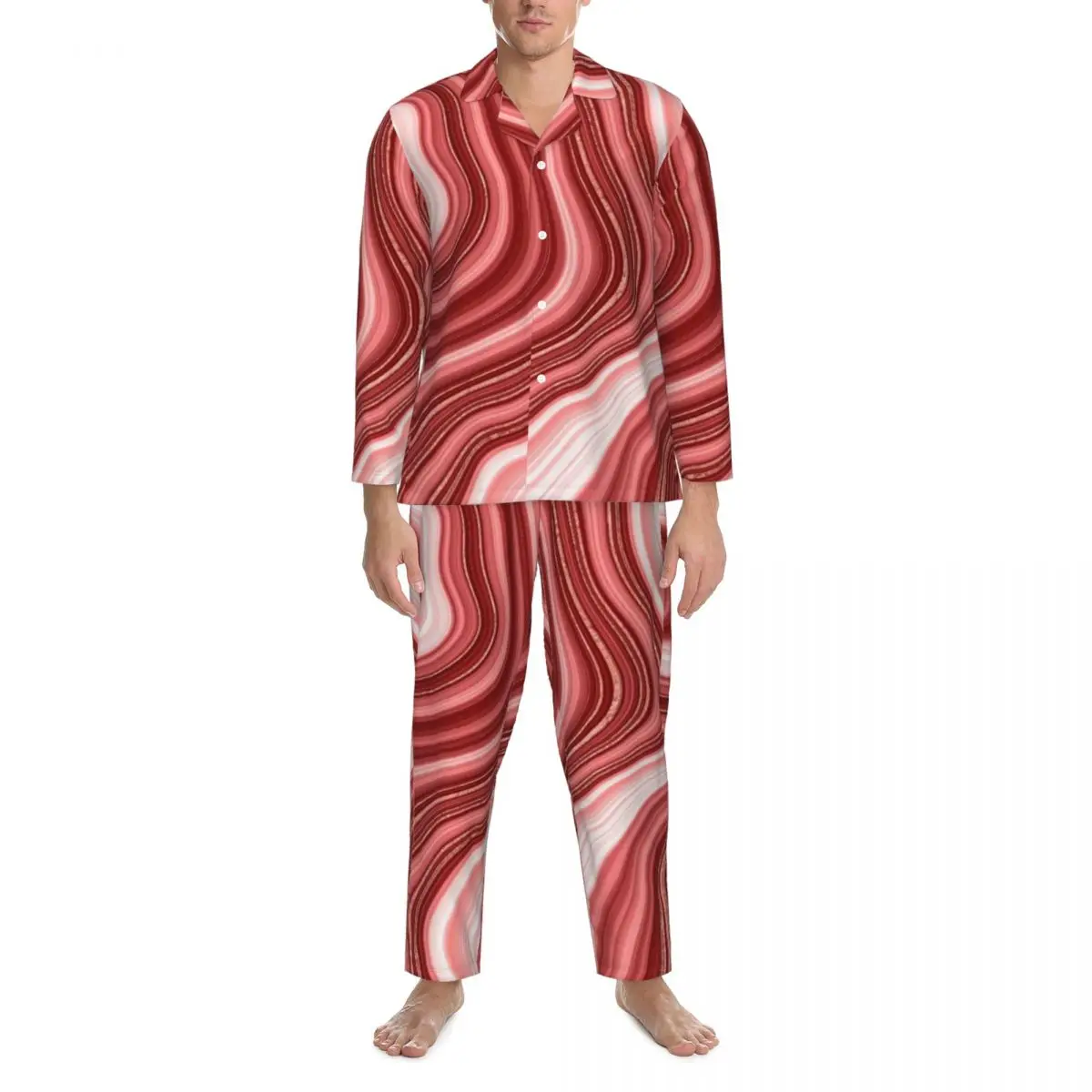 

Pajamas Man Abstract Print Leisure Sleepwear Colorful Tie-Dye 2 Pieces Casual Pajama Sets Long-Sleeve Kawaii Oversized Home Suit