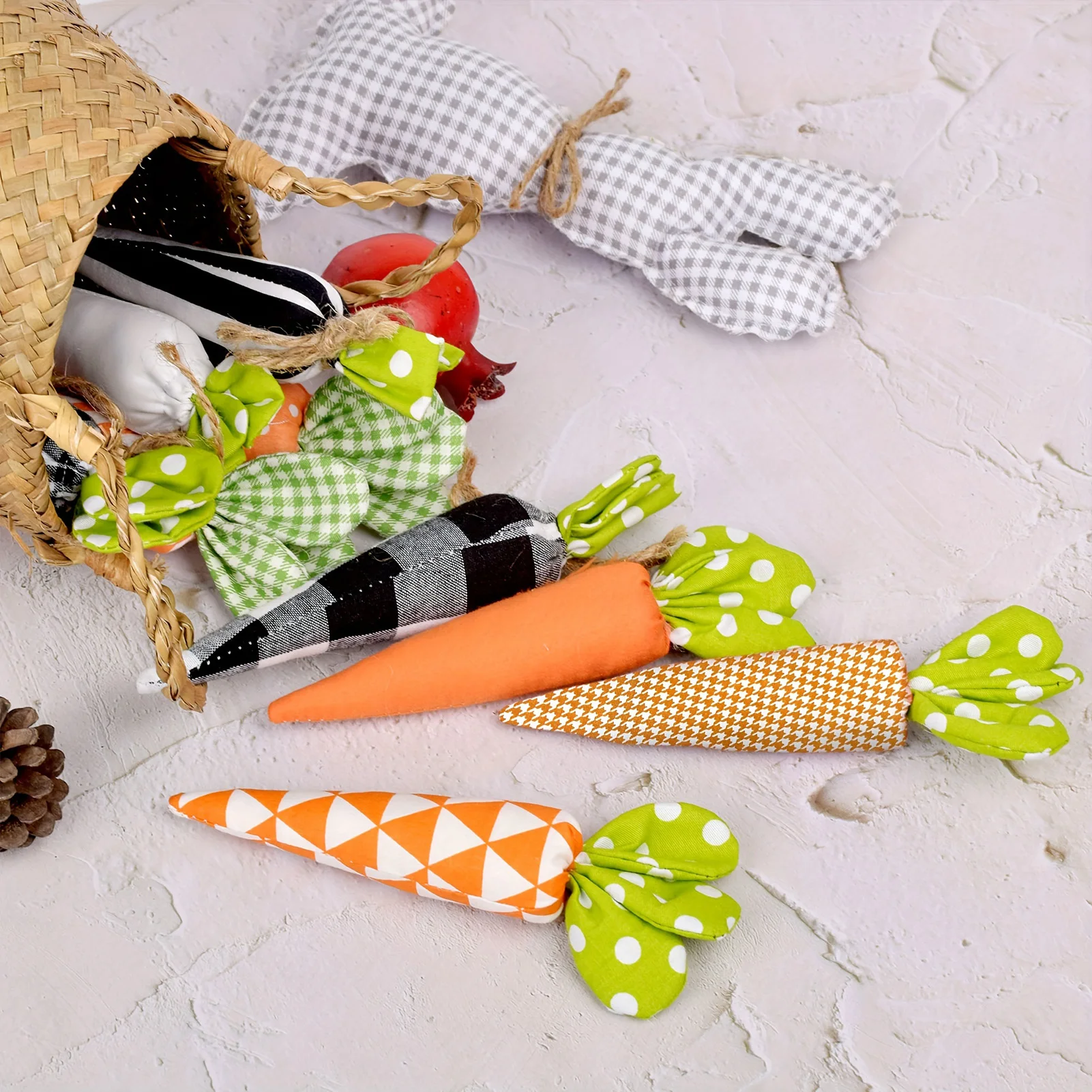 Easter Simulated Carrot Ornament Fabric Carrot Decoration Ornaments for Easter Party Cute Festival Home Decor Props 5pcs