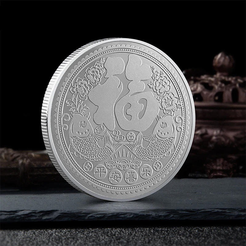 Moneta Portafortuna Feng Shui Tigre - Amuleto Cinese Per Ricchezza E Prosperità - Decorazione Casa E Ufficio - Regalo Simbolico In Metallo Dorato E Argento - 4