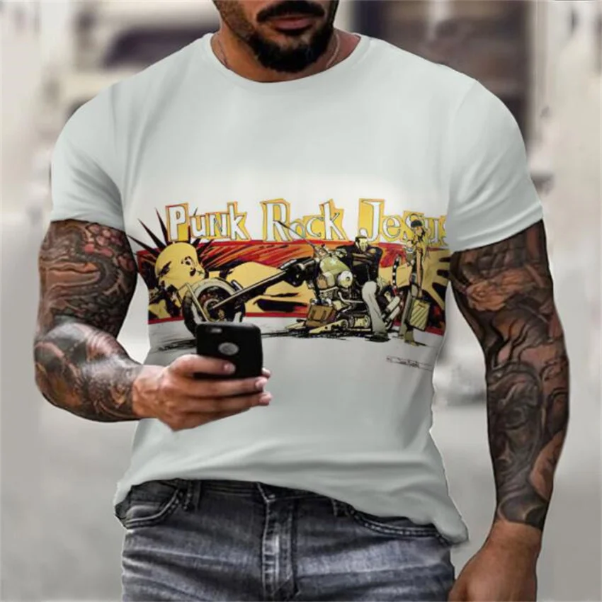 gym t shirts for men 2022 Europe and America new spider D digital printed youth short sleeve summer breathable T-shirt men's pullover cool t shirts for men T-Shirts