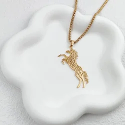 Personality Fashion Zodiac Horse Pendant Necklaces for Women Stainless Steel Hollow Animal Picture Necklace Valentine's Day Gift