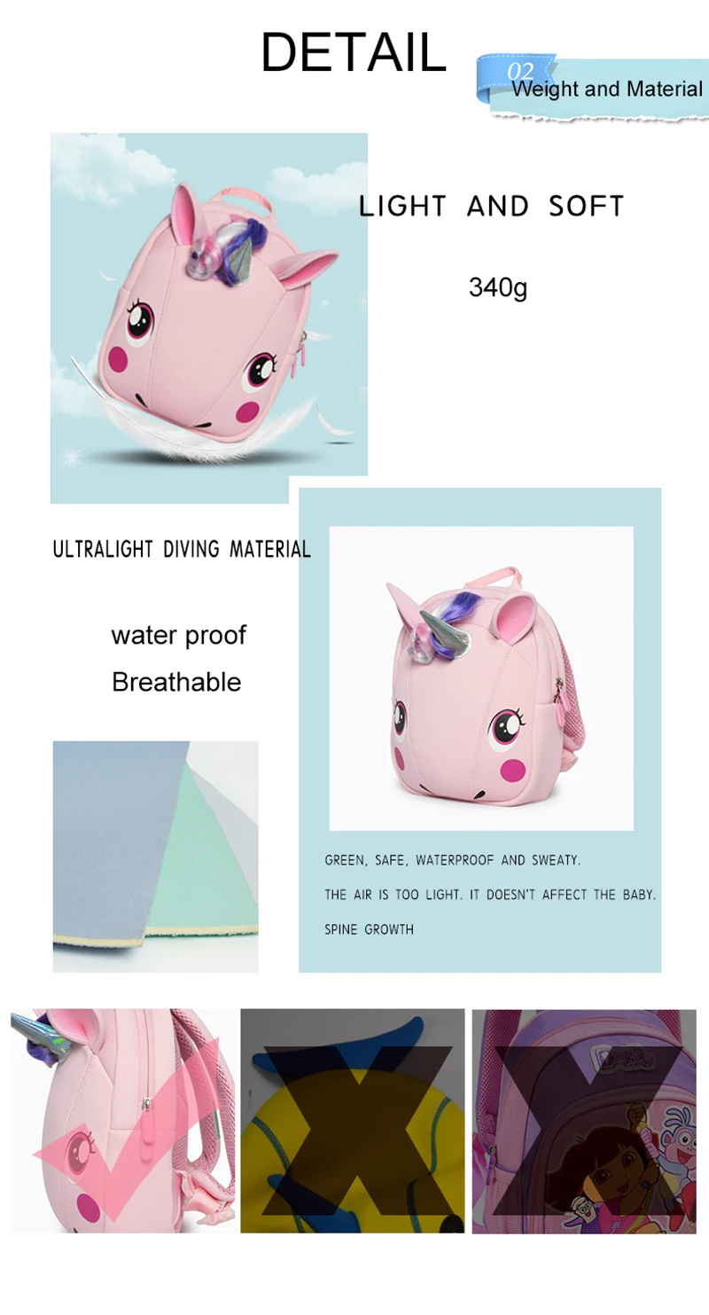 Baby Girl Backpack Toddler Girl Backpack 3D Unicorn Cartoon Travel Pre School Bag for Kid Backpacks with Safety Leash 1-5 Years