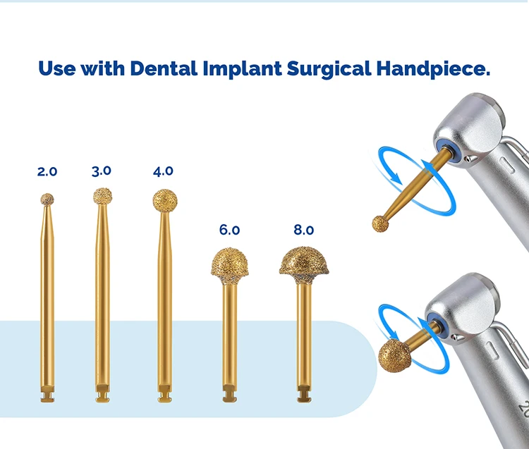 AZDENT Dental-Diamantbohrer für das Maxillary Sinus External Lifting, Kugelförmiger Typ für Implantat-Chirurgie, Handstück-Polierwerkzeug – Detail 7