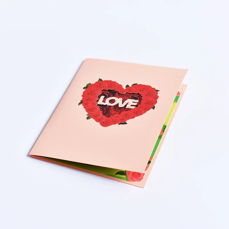 3D Pop Up Cards Valentine's Day Greeting Card Romantic Creative Handmade Blessing Card