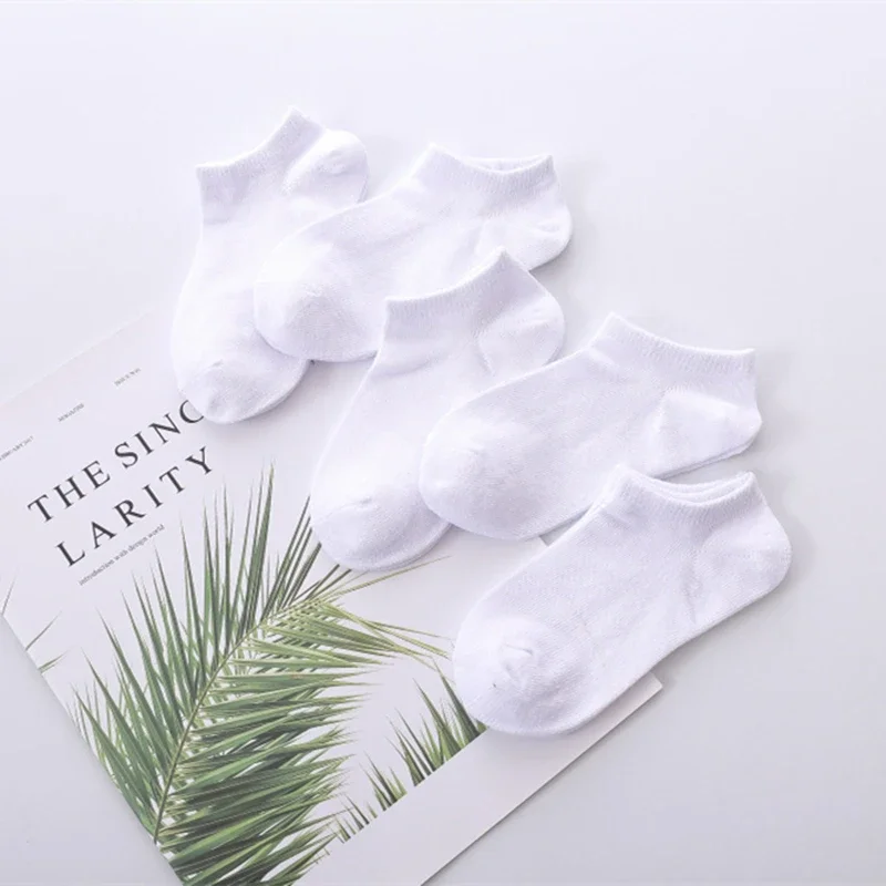 Baby Socks 5 Pairs/lot Boys Girls Pure White Socks Cotton Soft Newborn Babies Loose Comfortable Kids School Sport Clothes
