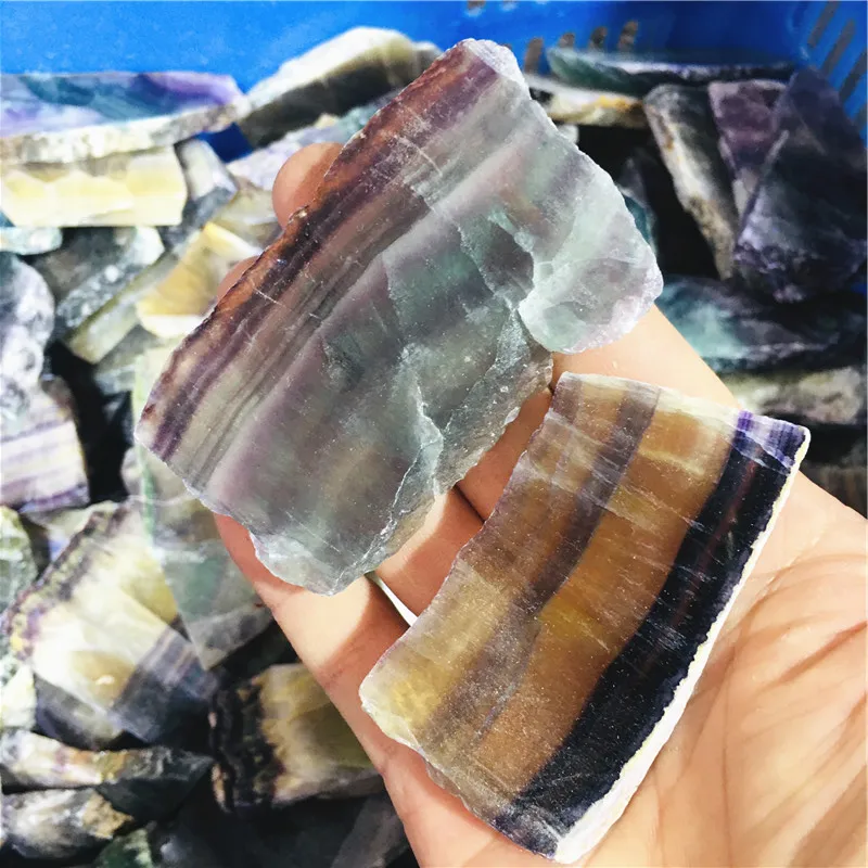 6-8cm Natürlicher Roher Regenbogen-Fluorit, Grober Quarzkristall, Heilender Mineralstein, Aquarium- und Heimdekoration, Edelstein für Energie – Detail 2