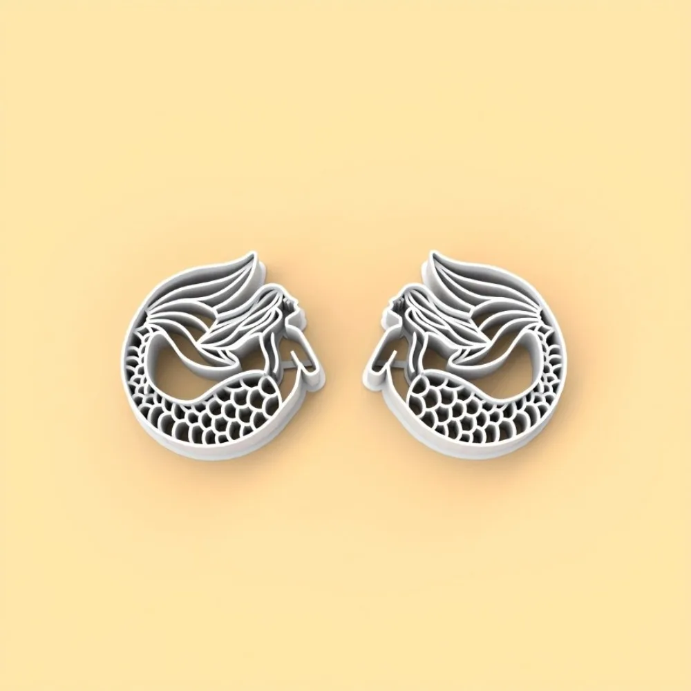 2Pcs 인어 폴리머 클레이 커터 세트 DIY 귀걸이 쥬얼리용 속이 빈 스케일 인어 몰드 인어 애호가를 위한 완벽한 선물