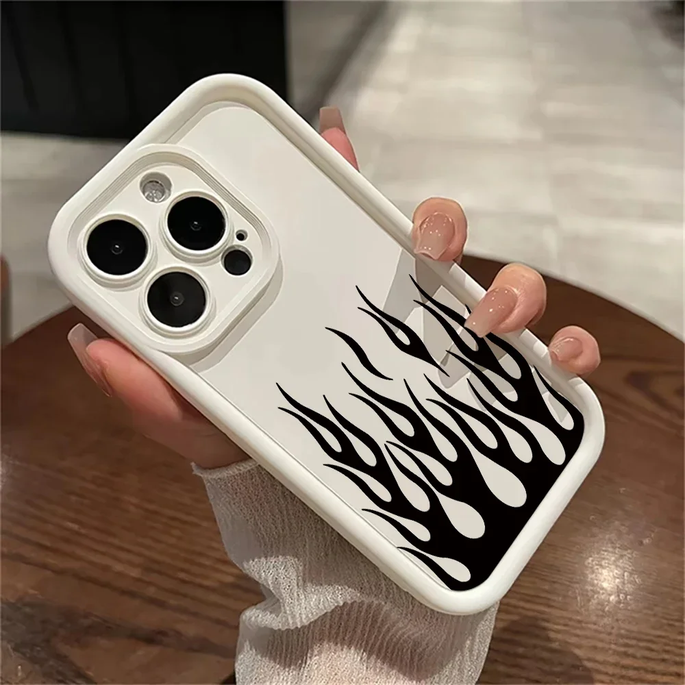 Sleek Black Flame Silicone Shockproof Phone Case