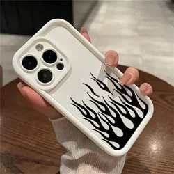 Sleek Black Flame Silicone Shockproof Phone Case - SE 2020 Or SE 2022 (White - F1576)