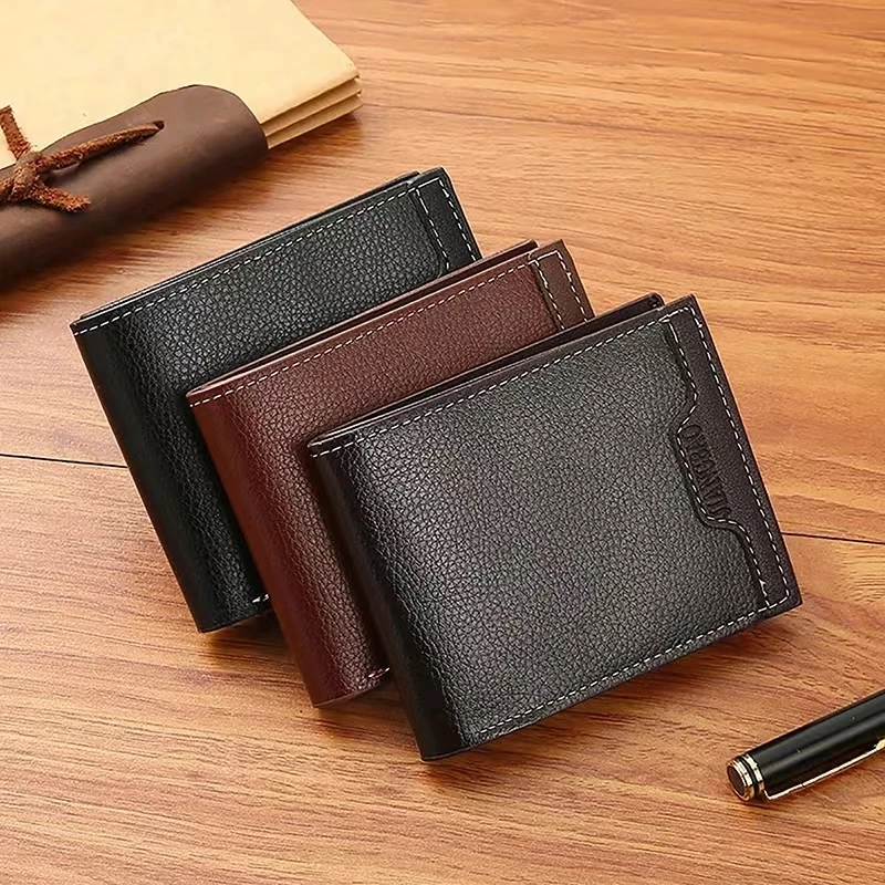 Vintage Foldable Wallet For Men Minimalist Soft PU Leather Purse Credit Card Holder Money Change Pouch Man Birthday Gift leather bifold wallet