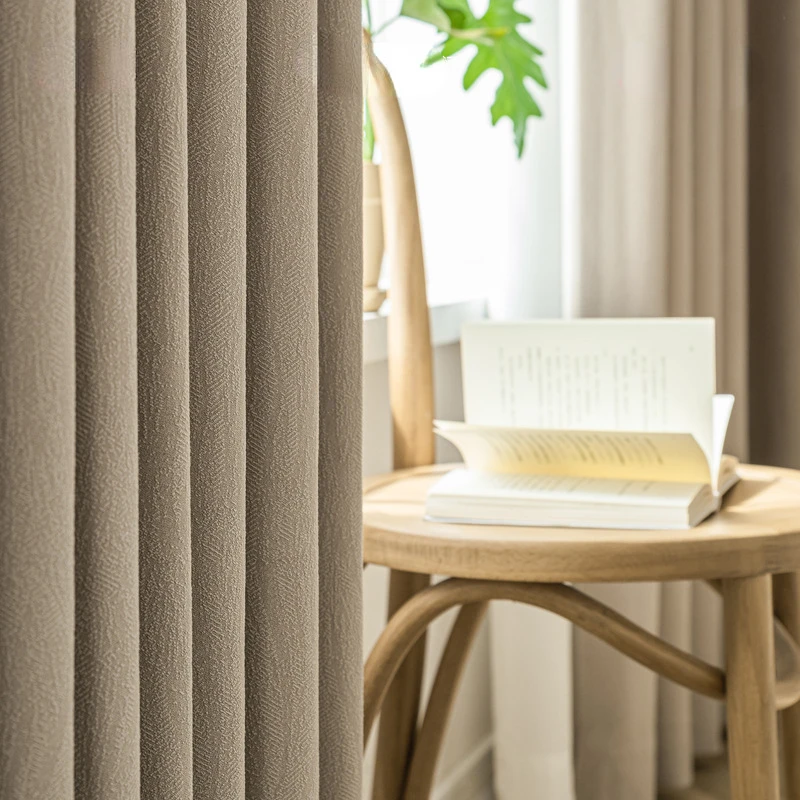 Water Ripple Jacquard Soft Blackout Curtain with Water Puff Cotton Curtains for Living Dining Room Bedroom 2