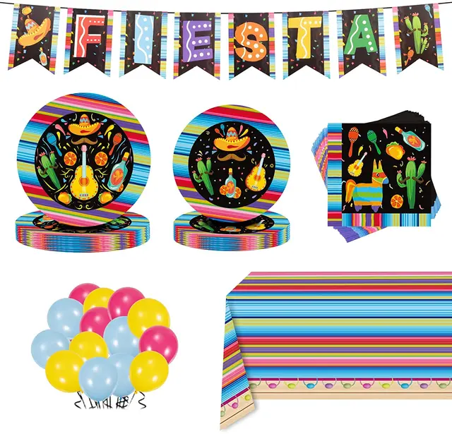 Mexican Themed Fiesta Party Supplies Decorations Set Plates Napkins  Balloons Tablecloth Banner for School Dance Cinco De Mayo - AliExpress