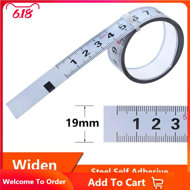 19mm Widen Metric Self Adhesive Ruler Miter Track Tape Measure Steel