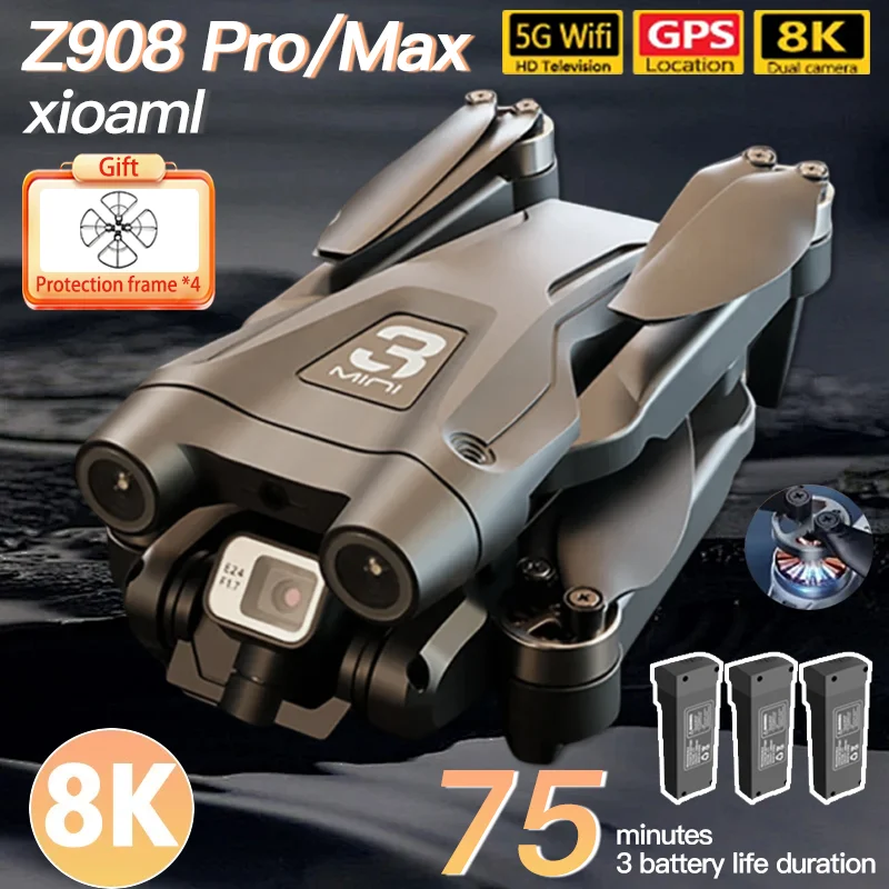 For Xiaomi Z908 Pro /MAX 4K Drone Professional 8K GPS Dron Optical Flow Localization 3sided Obstacle Avoidance Quadcopter Toys For Xiaomi Z908 Pro /MAX 4K Drone Professional 8K GPS Dron Optical Flow Localization 3sided Obstacle Avoidance Quadcopter Toys
