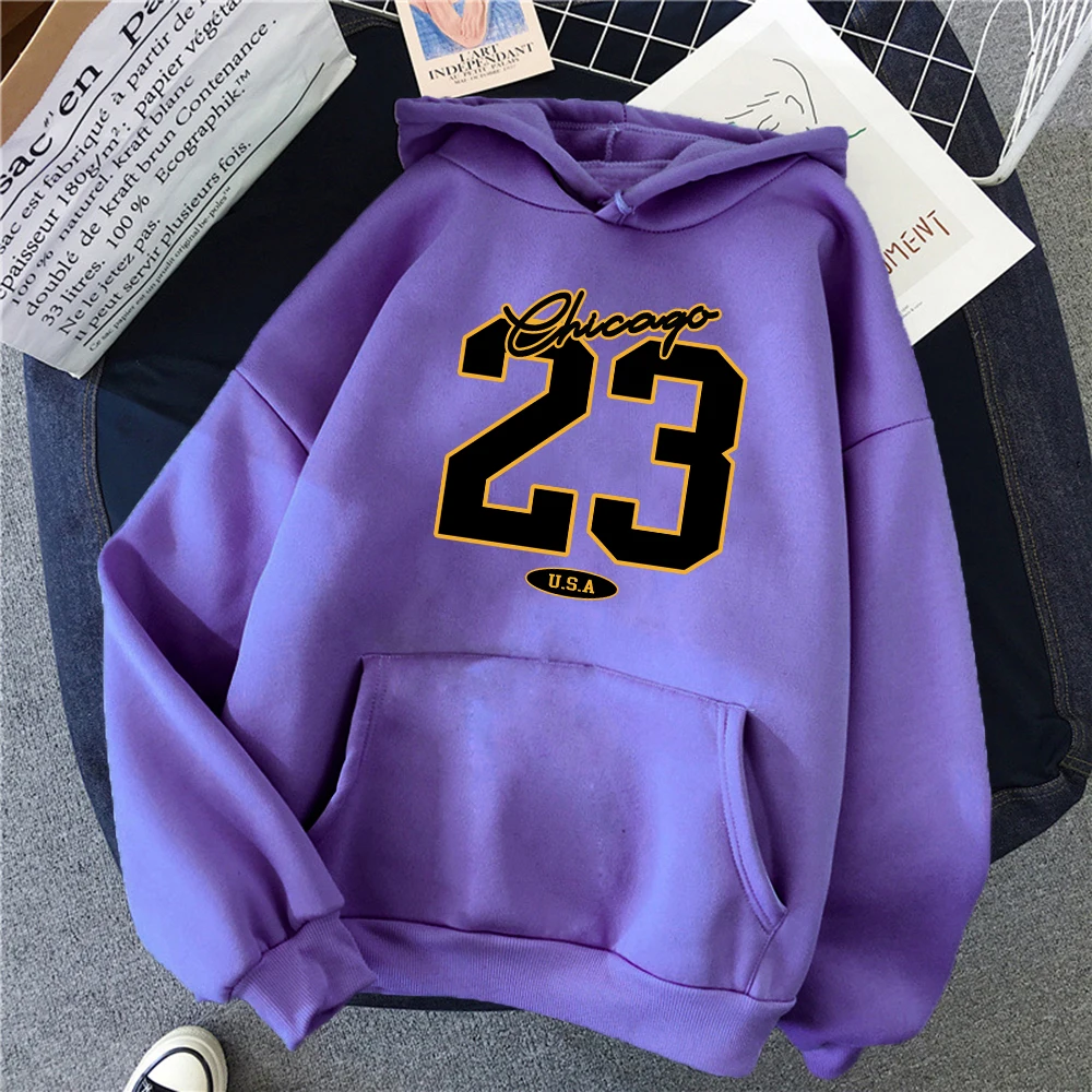 Chicago 23 Casual Mens Clothing Thicken Swetshirts Letter Prints Clothes Funny Thicken Hoodies Fashion Crewneck Sweatshirts New