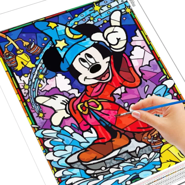 Disney-Pintar Por Número Para Adultos, Kit De Pintura, Flor Com Moldura,  Pintura A Óleo, Desenho Animal, Decoração De Parede Dos Desenhos Animados -  AliExpress