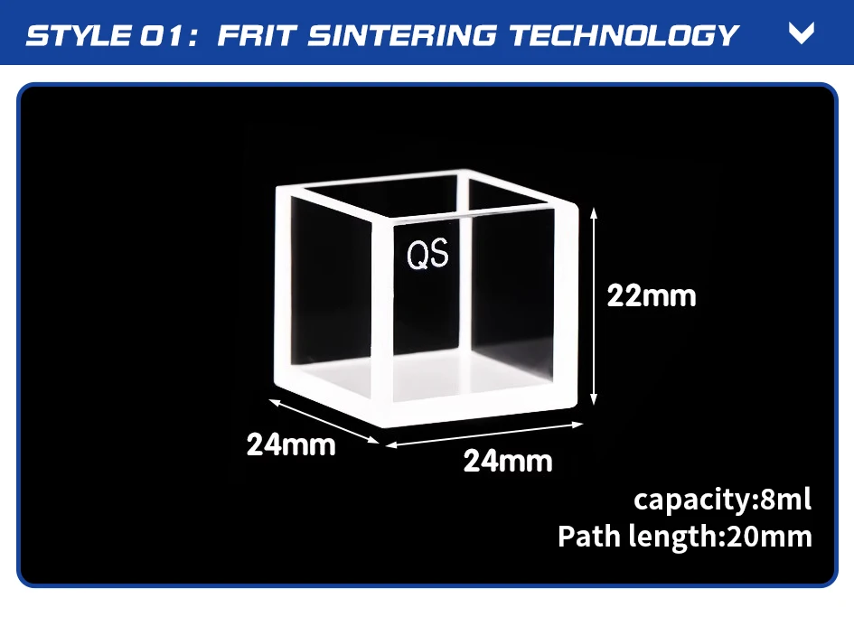Quarz fluoreszenz reaktions zelle/Küvette verschiedene Spezifikationen/Fritten sinter technologie – Detail 1