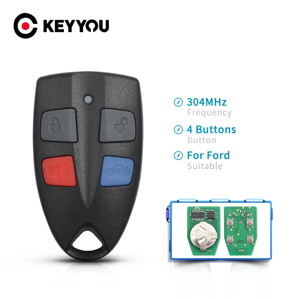 

KEYYOU Replacement 4 Buttons 304MHz Smart Remote Car Key Fob For Ford Falcon AU FPV XR6 XR8 Series 2 3 99'-02' AU2 AU3