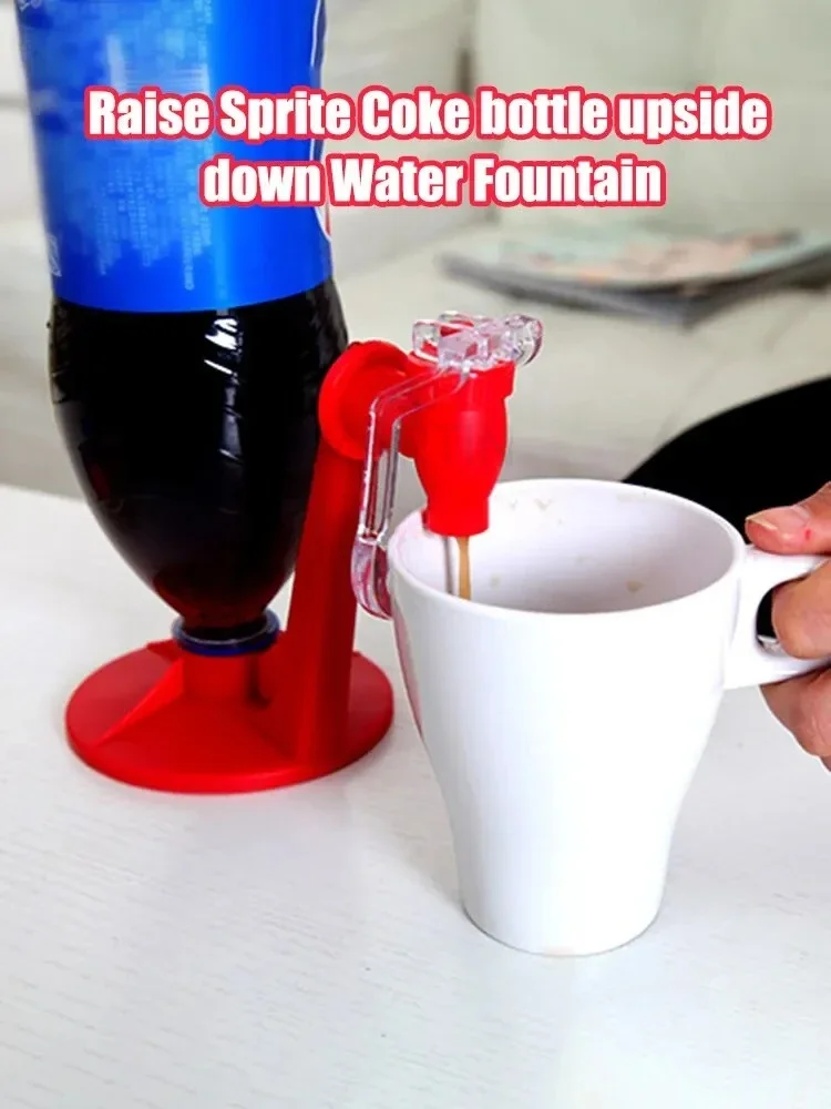 Demonstration of the beverage machine in an upside‑down bottle setup