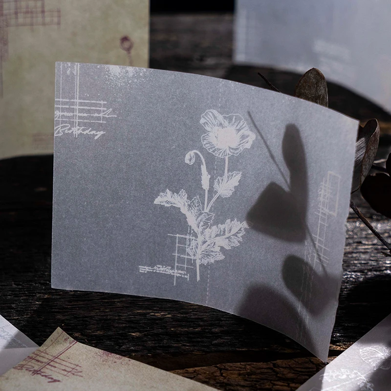 

30 pieces Memo book Fashion literature art Obscure plant theme flower material Decorative hand book Double-material note 6 types