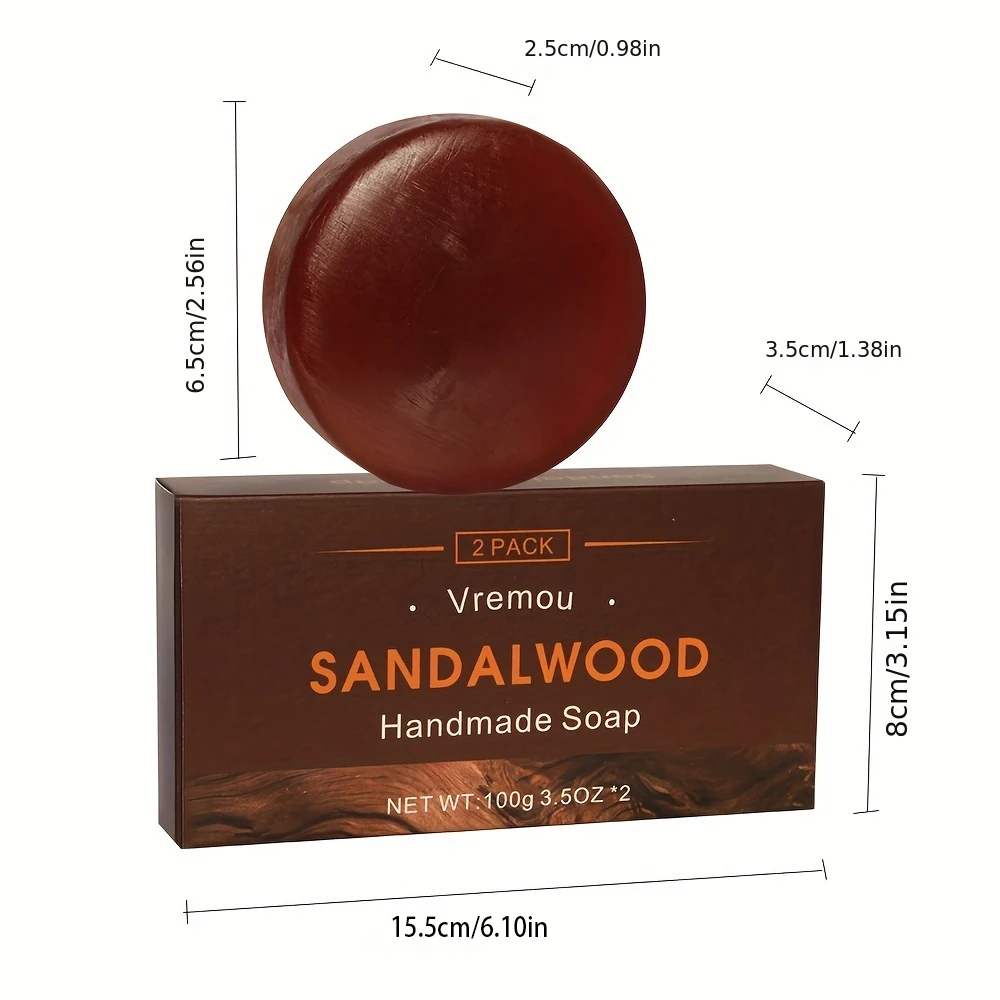 Sandalwood Soap - 2 Pack, Agarwood Soap - 2 Pack, Gentle Cleansing Handmade Soap, Plant Essential Oil Fragrance Body Soap 3
