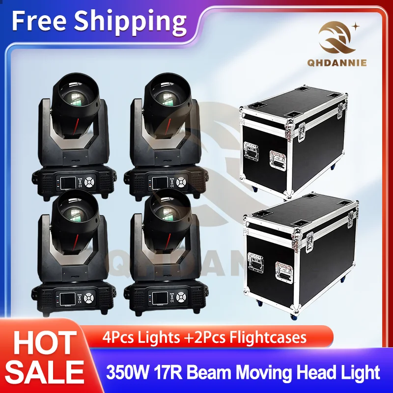 

4Pcs Lights 17R Beam 350W Moving Head Stage Light Double Prism Sharpy Effect Led Gobo Lyre DMX Rainbow Dj Show Bar Disco Party