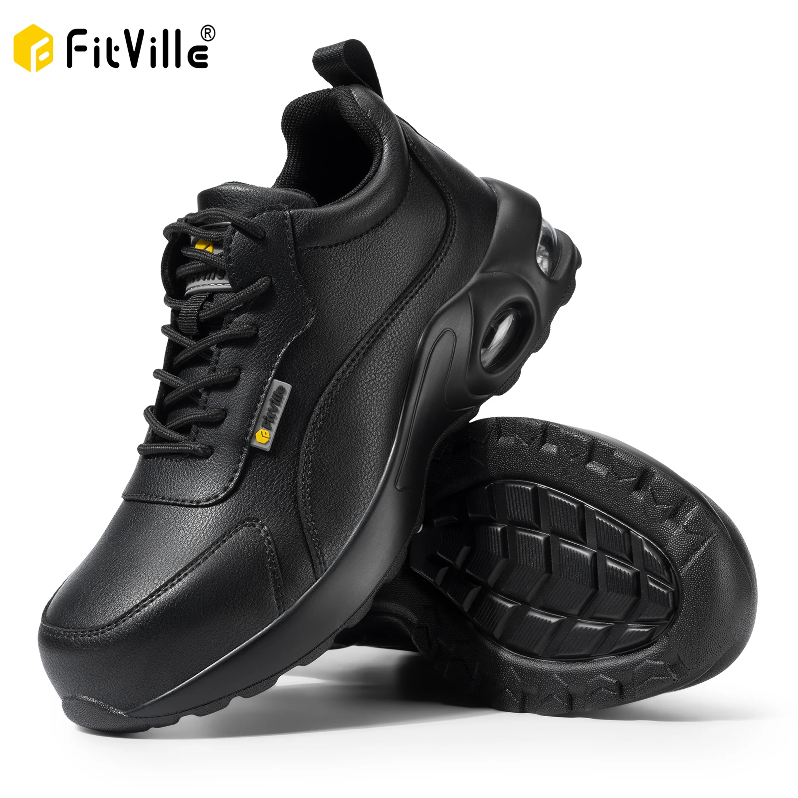 FitVilleAirCushionWomensWorkShoesWideSturdySteelToe