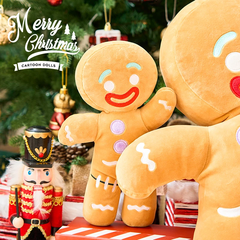 30-60cm Gingerbread Man Anime Plush Toys Cookies Man Stuffed Doll Soft Sofa Cushion Room Decor Christmas Decor Xmas Kid Gifts
