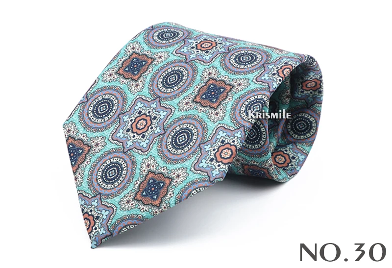 9cm Braun Blau Männer Krawatte Vintage Floral Geometrie Druck Krawatte Mens Hochzeit Business-Meeting Anzug Hemd Täglichen Tragen Zubehör – Detail 32