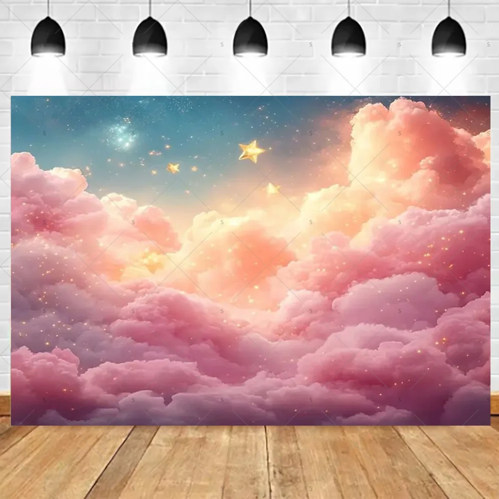 Dreamy Blue Sky and White Clouds Photography Backdrop for Wedding and Party Décor