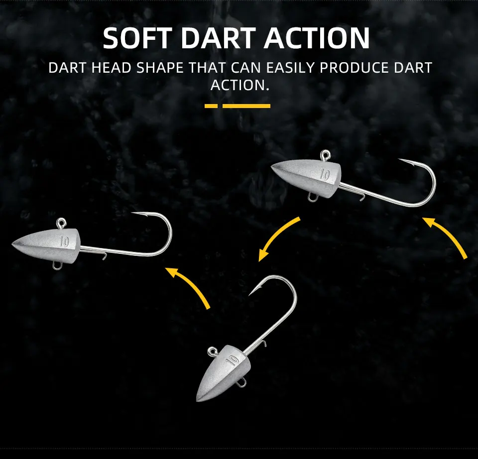10PCS Dart Jighead Fishhooks 3.5g 5g 7g 10g 14g 21g 28g Worm Fishing Lure  Hook Soft Lure Jig Head Artificial Bait Fishing Tackle