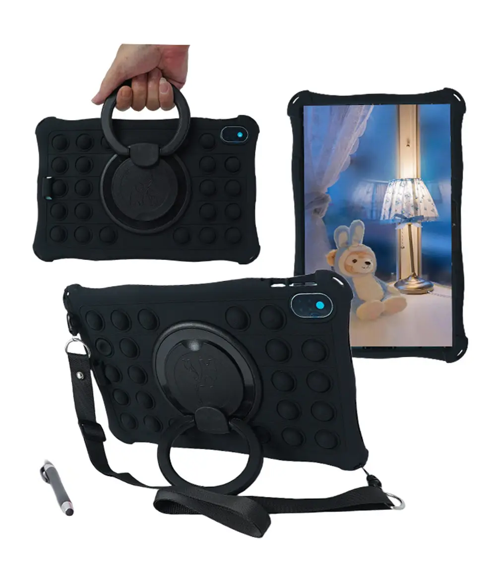 Children's 12 Silicone Tablet Case with 360° Rotating Kickstand and Strap