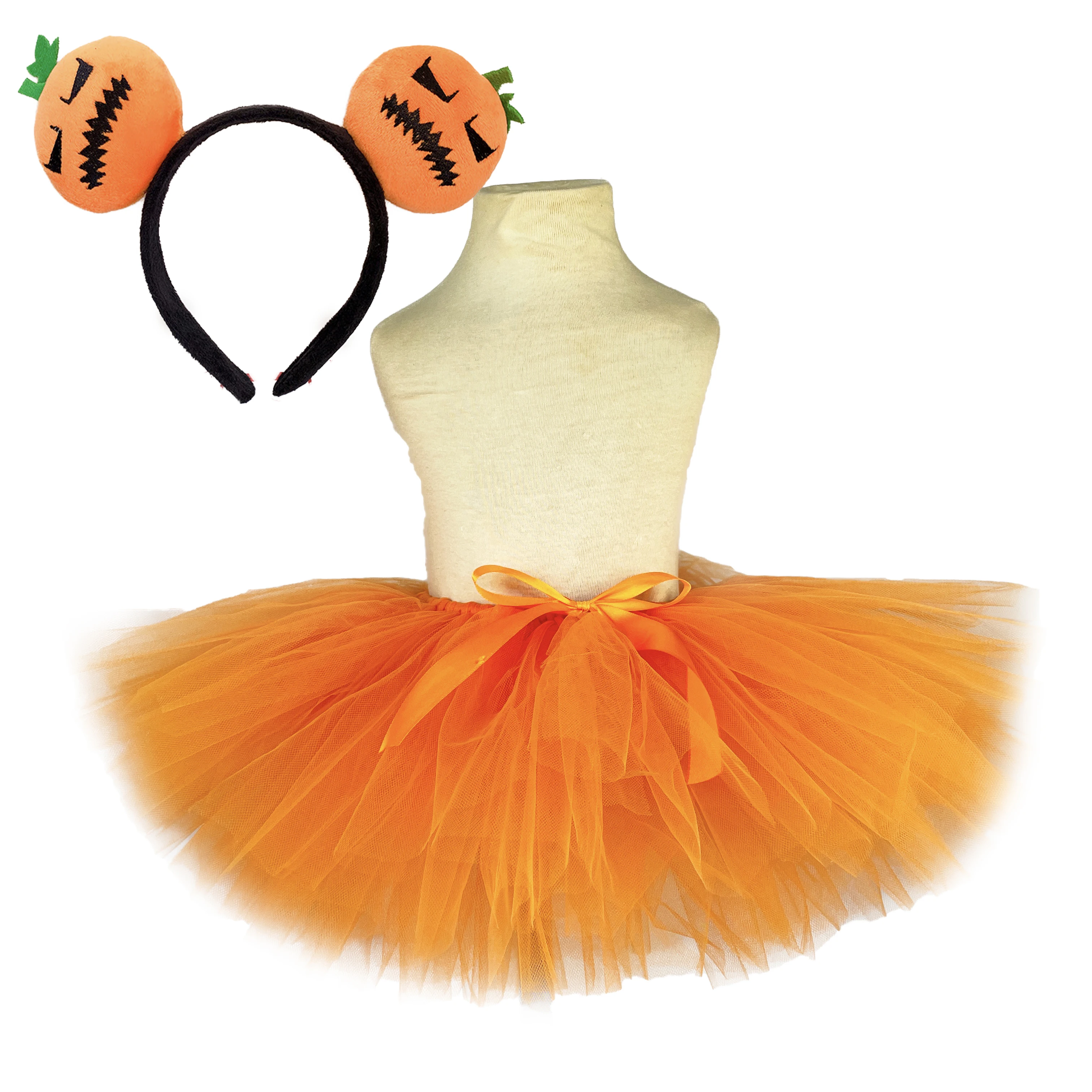 Girls Orange Pumpkin Tutu Skirts Baby Ballet Tulle Pettiskirts - Main Image