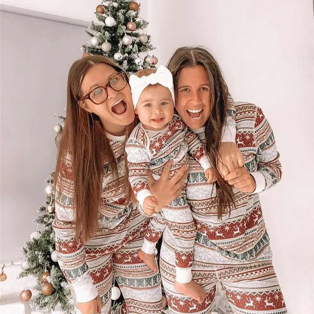 2023 Christmas Family Matching Pajamas Party Mother Daughter Father Son Sleepwear Clothing Set Baby Romper Fashion Family Look