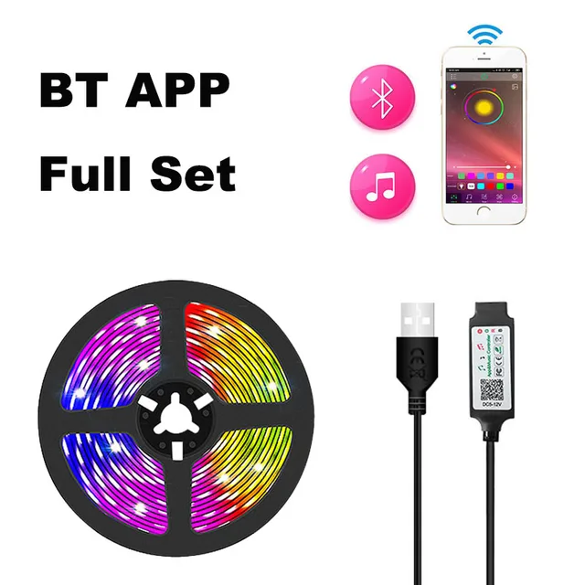Bluetooth RGB Led Strip Light 5050 Luces LED String USB Tape Diode Ribbon For Room TV Backlight Neon Lamp christmas lighting BT Set