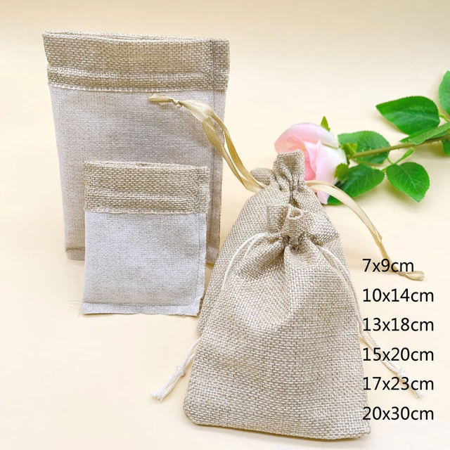 25 pezzi sacchetti di iuta all'ingrosso sacco di lino di tela Mini sacchetto  regalo per
