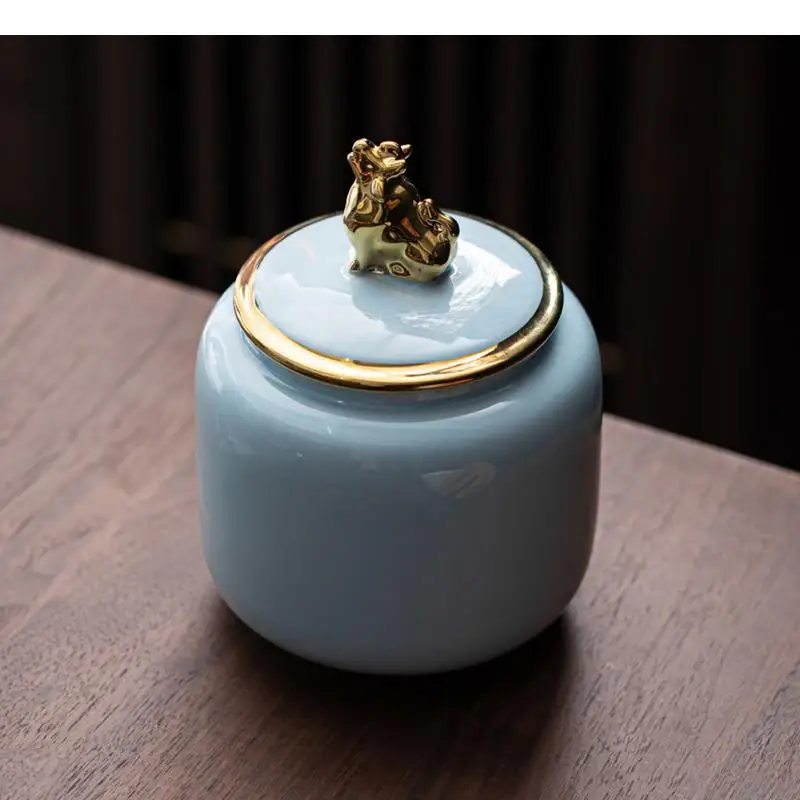 

Ceramic Tea Cans Snack Candy Storage Cans Jar with Lids Portable Sealed Tanks Creative Home Teaware Tea Coffee Storage Container