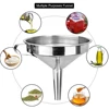 3 Sizes Stainless Steel Kitchen Funnel Food Grade Metal Funnel with Strainers Wide Mouth Funnel for Canning Kitchen Tools 6